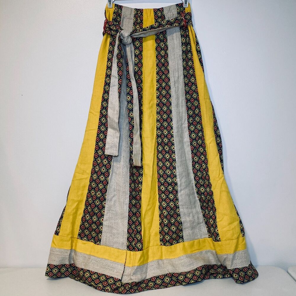 Rare Vtg 70s Boho CA Chessa Davis for W.W. Duke Ltd Patchwork Maxi Skirt & Sash